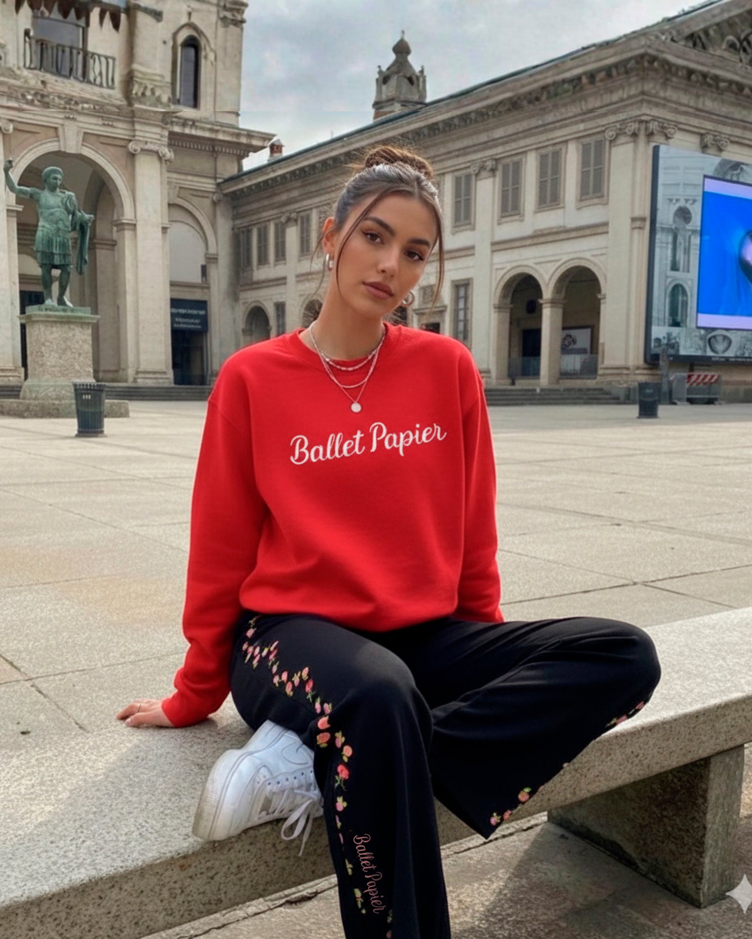 Ballet Papier White & Red Sweatshirt — Adult