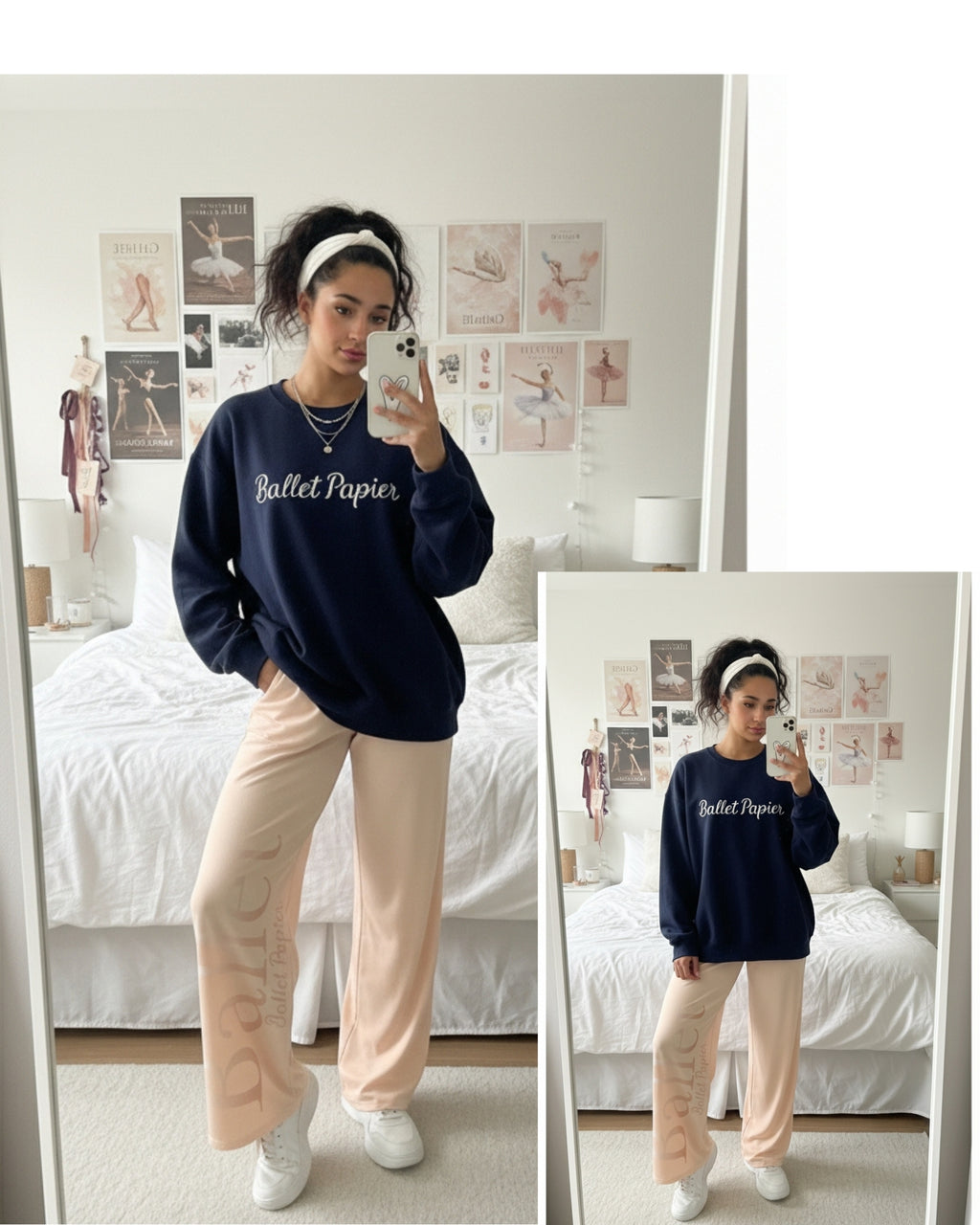 Ballet Papier White & Navy Sweatshirt — Adult