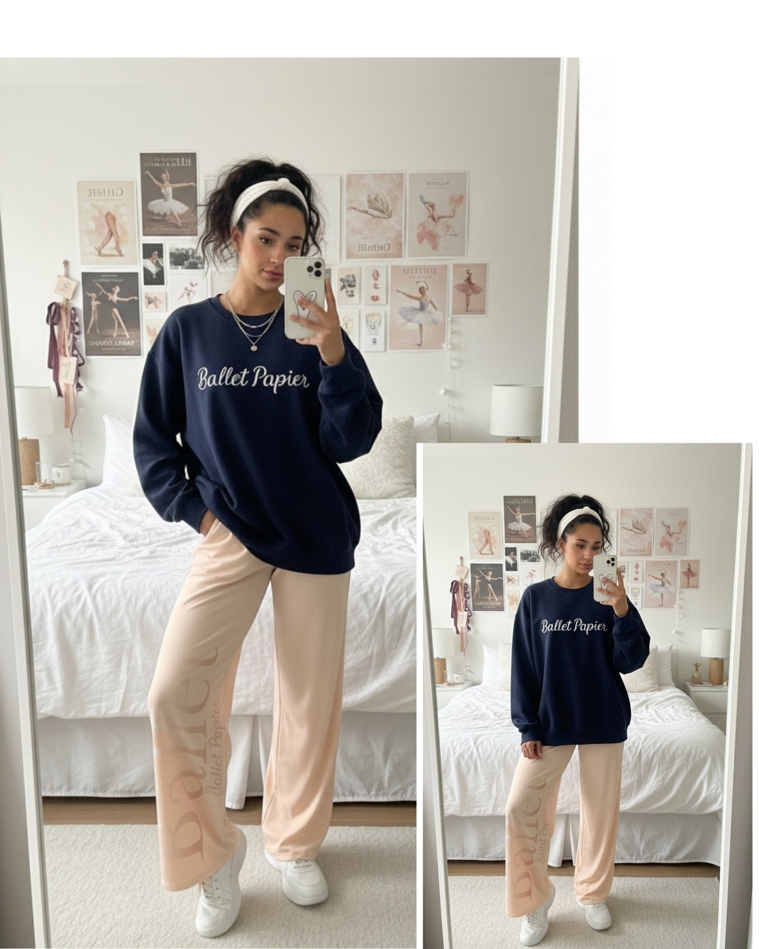 Ballet Papier White & Navy Sweatshirt — Adult