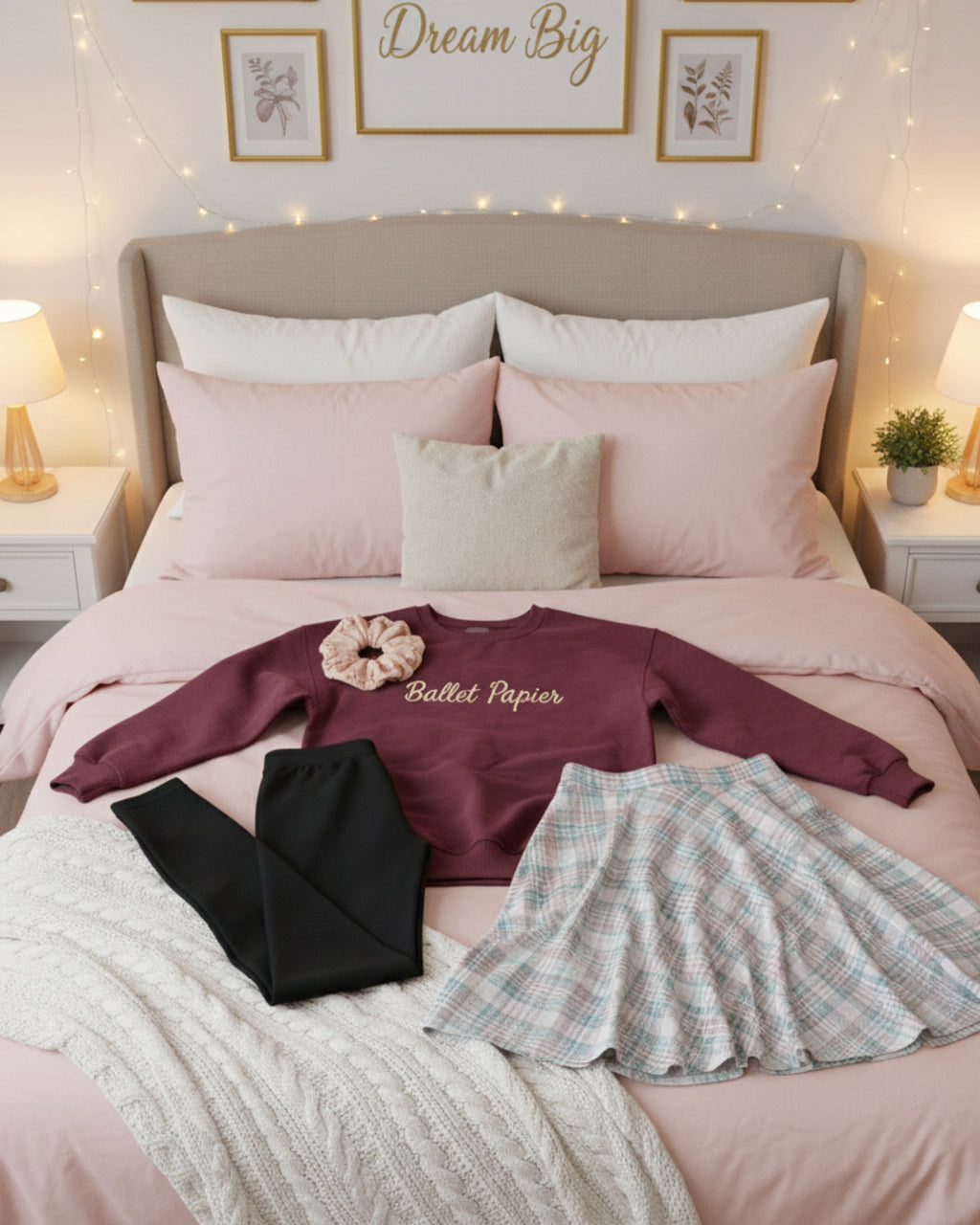 Ballet Papier Soft Peach & Maroon Sweatshirt — Adult